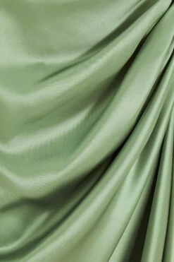 Sage Satin Ruched Bardot Midi Dress 13 Sage Satin Ruched Bardot Midi Dress -Princess Style Shop 00100038471 ZS