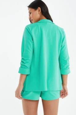 Mint Ruched Sleeve Blazer -Princess Style Shop 00100038475 XB