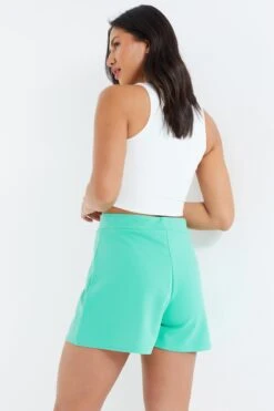 Mint Button Tailored Shorts -Princess Style Shop 00100038476 XB