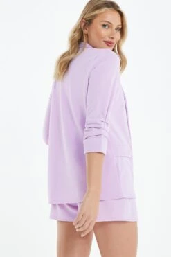 Lilac Ruched Sleeve Blazer -Princess Style Shop 00100038506 XB