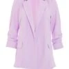 Lilac Ruched Sleeve Blazer -Princess Style Shop 00100038506 ZM