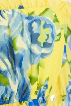 Yellow Floral Bardot Crop Top -Princess Style Shop 00100038546 ZS