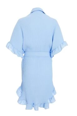 Blue Oversized Pleated Shirt Dress -Princess Style Shop 00100038566 ZB