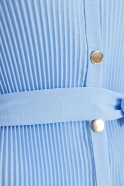 Blue Oversized Pleated Shirt Dress -Princess Style Shop 00100038566 ZS