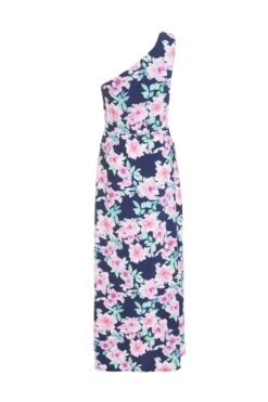 Navy Floral One Shoulder Maxi Dress -Princess Style Shop 00100038594 ZB