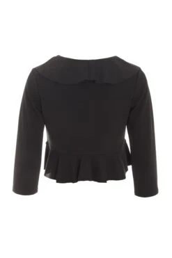 Black Frill Front Crop Jacket -Princess Style Shop 00100038596 ZB