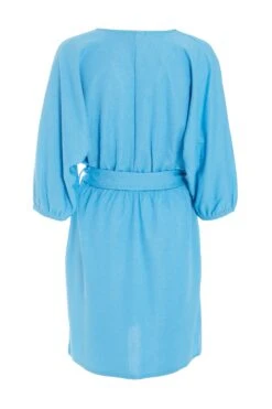 Blue Wrap Belted Mini Dress -Princess Style Shop 00100038600 ZB