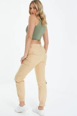 Camel Skinny Cargo Trousers -Princess Style Shop 00100038605 XB