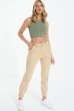 Camel Skinny Cargo Trousers -Princess Style Shop 00100038605 XM