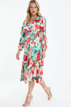 Multicoloured Tropical Midi Dress -Princess Style Shop 00100038637 XS