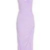 Lilac Wrap Ruched Midi Dress -Princess Style Shop 00100038664 ZM