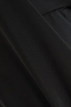 Black Satin Frill Cuff Blouse -Princess Style Shop 00100038666 ZS