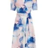 Blue Marble Print Dip Hem Dress