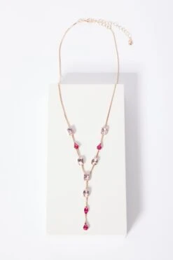 Pink Jewel Drop Necklace