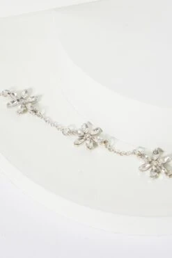 Silver Diamante Flower Choker Necklace -Princess Style Shop 00100038744 ZS