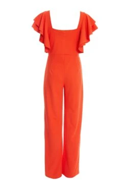 Orange Frill Sleeve Palazzo Jumpsuit -Princess Style Shop 00100038772 ZB