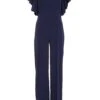 Navy Frill Sleeve Palazzo Jumpsuit -Princess Style Shop 00100038773 ZM