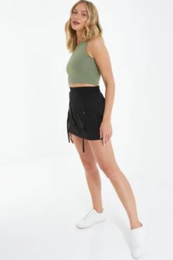 Black Cargo Mini Skirt -Princess Style Shop 00100038777 XS