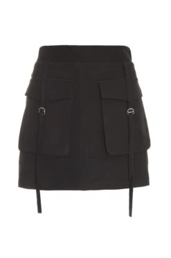 Black Cargo Mini Skirt