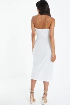 White Asymmetric Wrap Midi Dress -Princess Style Shop 00100038779 XB