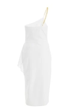 White Asymmetric Wrap Midi Dress -Princess Style Shop 00100038779 ZB