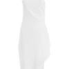 White Asymmetric Wrap Midi Dress -Princess Style Shop 00100038779 ZM