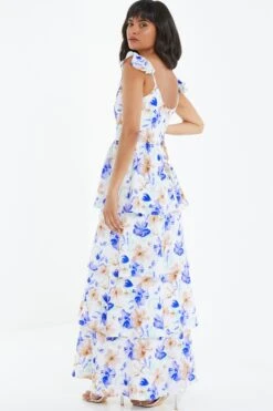 White Floral Tiered Maxi Dress -Princess Style Shop 00100038783 XB