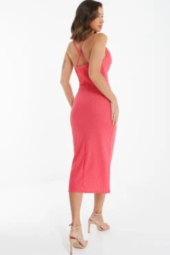 Pink Textured Cowl Midi Dress 10 Pink Textured Cowl Midi Dress -Princess Style Shop 00100038847 XB