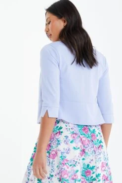 Blue Split Sleeve Crop Jacket -Princess Style Shop 00100038863 XB