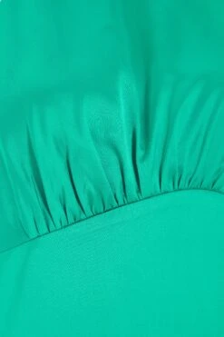 Jade Green Satin High Neck Midi Dress -Princess Style Shop 00100038868 ZS