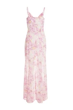 Pink Floral Mesh Maxi Dress -Princess Style Shop 00100038870 ZB
