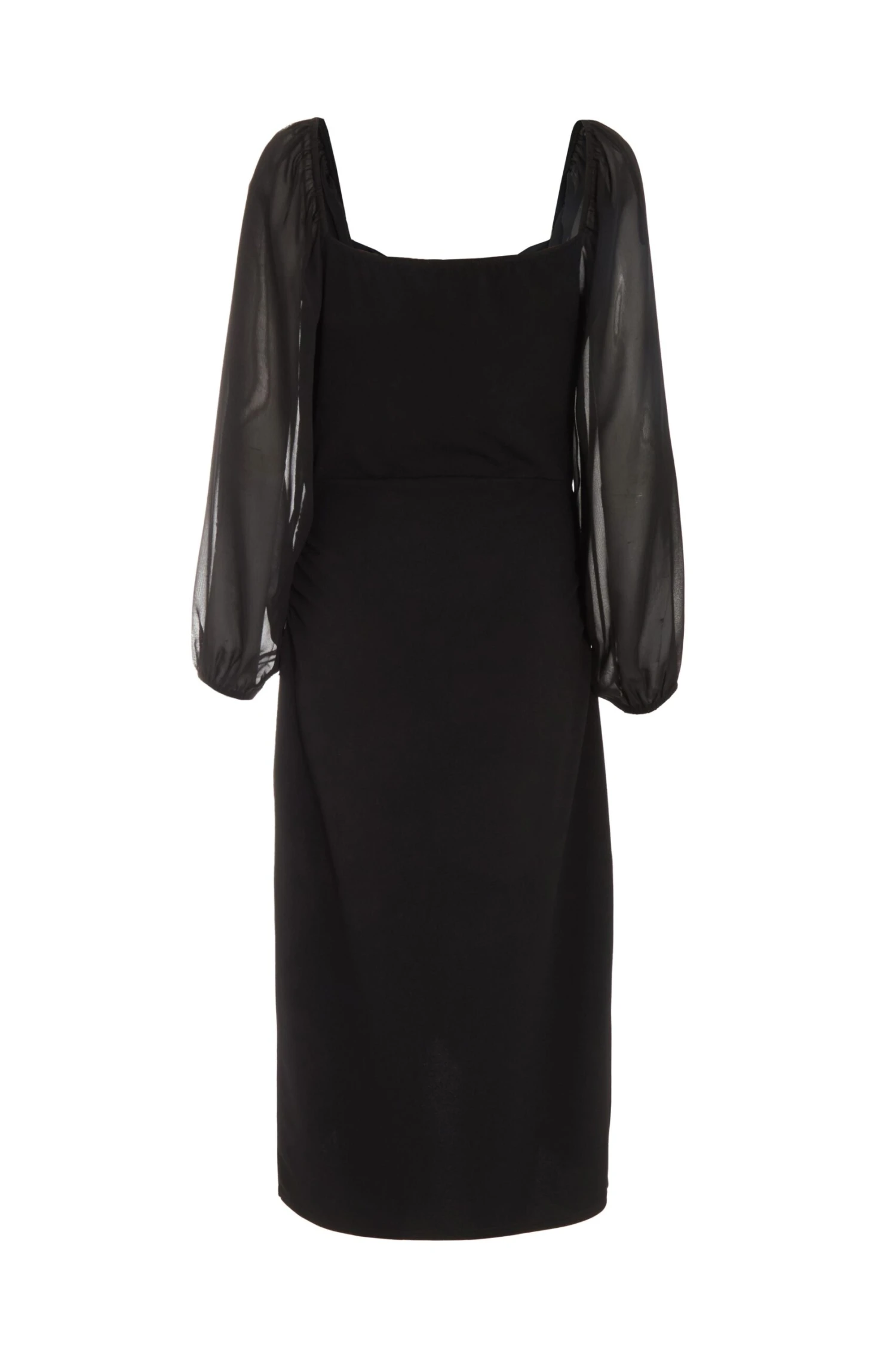 Black Ruched Mesh Midi Dress 7 Black Ruched Mesh Midi Dress - Image 5