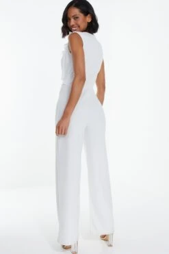 White Frill Wrap Palazzo Jumpsuit -Princess Style Shop 00100038882 XB