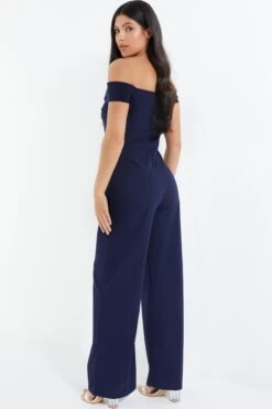 Navy Bardot Palazzo Jumpsuit -Princess Style Shop 00100038884 XB