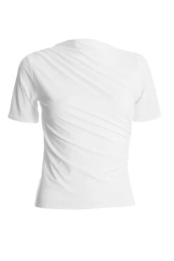 Cream Ruched High Neck Top