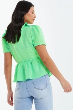 Green Frill Peplum Blouse -Princess Style Shop 00100038919 XB