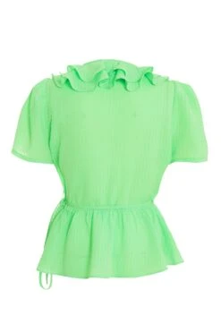 Green Frill Peplum Blouse -Princess Style Shop 00100038919 ZB