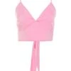 Pink Satin Tie Back Crop Top 1 Pink Satin Tie Back Crop Top -Princess Style Shop 00100038931 ZM