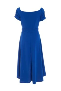 Royal Blue Bardot Dip Hem Midi Dress -Princess Style Shop 00100038995 ZB