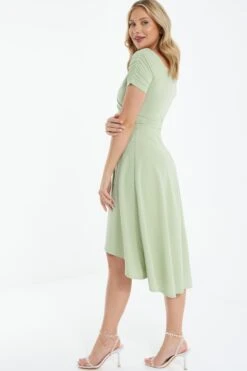 Green Bardot Dip Hem Midi Dress -Princess Style Shop 00100038996 XB