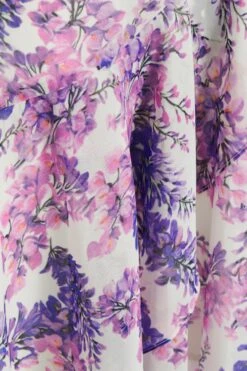 Purple Floral Print Frill Maxi Dress -Princess Style Shop 00100039043 ZS