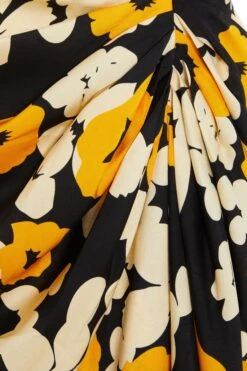 Black Floral Cold Shoulder Midi Dress -Princess Style Shop 00100039068 ZS