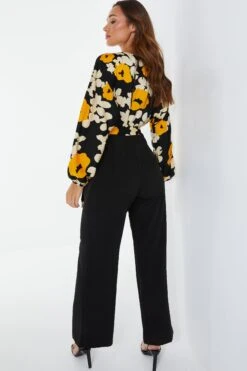 Yellow Floral Palazzo Jumpsuit -Princess Style Shop 00100039069 XB