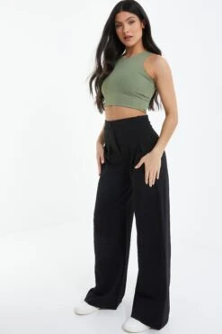 Black High Waisted Palazzo Trousers -Princess Style Shop 00100039071 XS