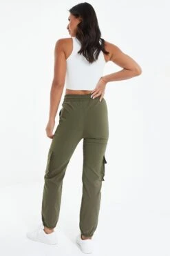 Khaki Tie Waist Cargo Trousers -Princess Style Shop 00100039074 XB