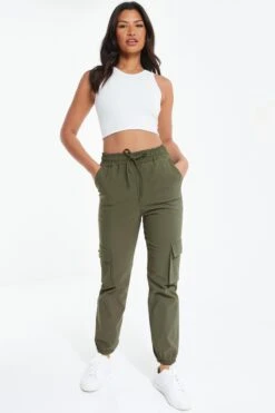 Khaki Tie Waist Cargo Trousers -Princess Style Shop 00100039074 XM
