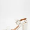 White Dimanate Buckle Block Heels -Princess Style Shop 00100039171 ZM
