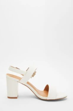White Dimanate Buckle Block Heels -Princess Style Shop 00100039171 ZS