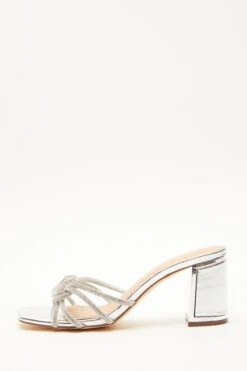 Silver Diamante Mule Block Heels
