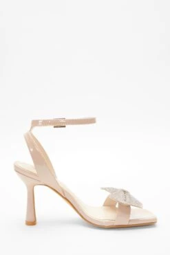 Nude Diamante Bow Heeled Sandals -Princess Style Shop 00100039190 ZS